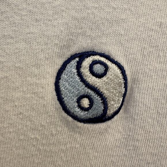 Lot of 2 Pac Cares Shirts Small White Yin Yang Just Chill Floral Graphic Tees - Picture 3 of 16